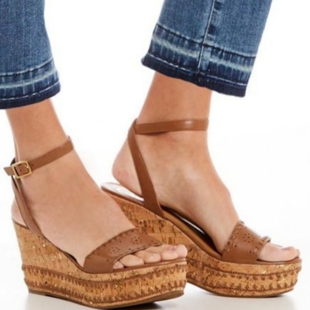 Jack Roger's Leather Cork Wedge Shoes